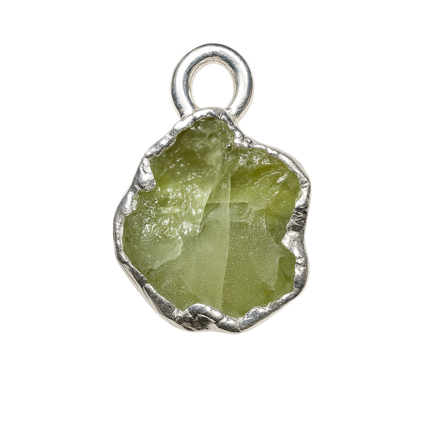 Raw Peridot Pendant in Sterling Silver