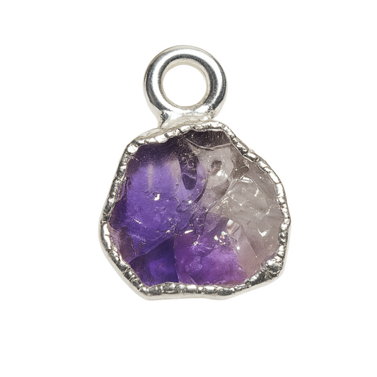 Raw Amethyst Handmade Pendant in Sterling Silver