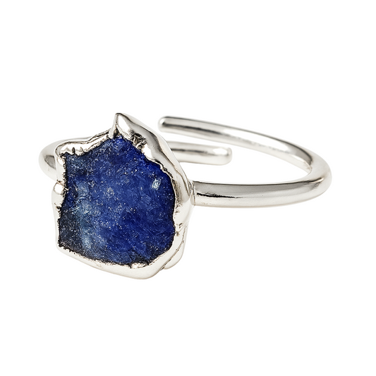 Raw Tanzanite Handmade Adjustable Ring in Sterling Silver