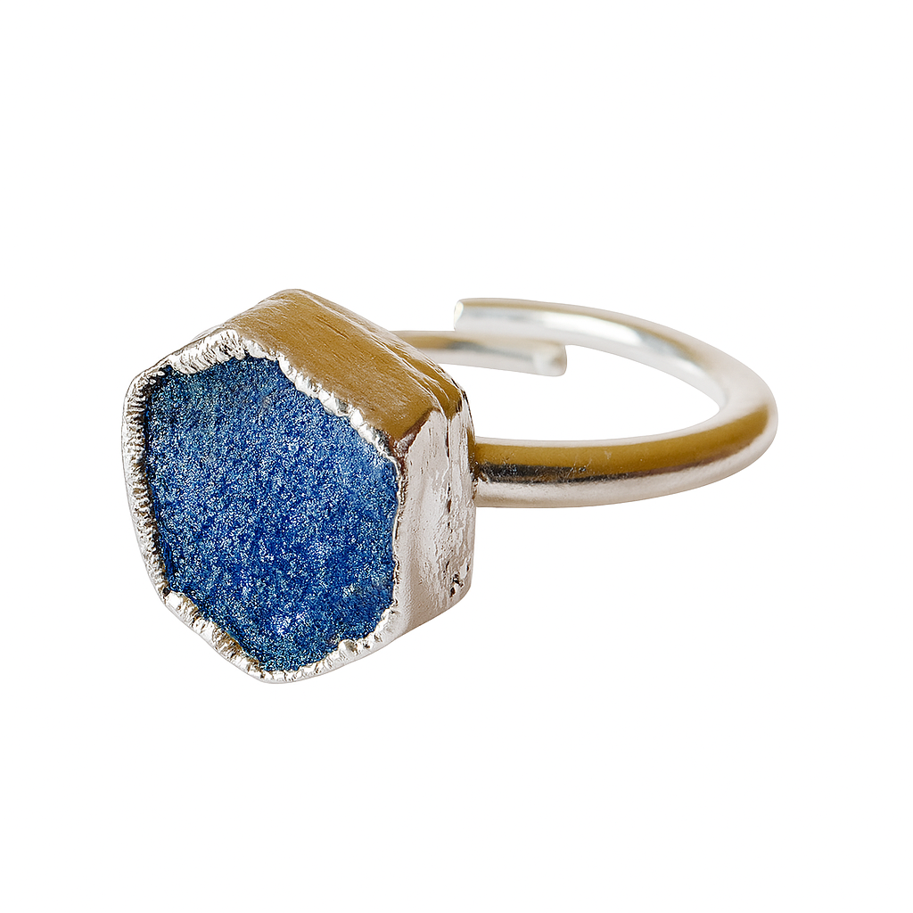 Raw Sapphire Handmade Adjustable Ring in Sterling Silver