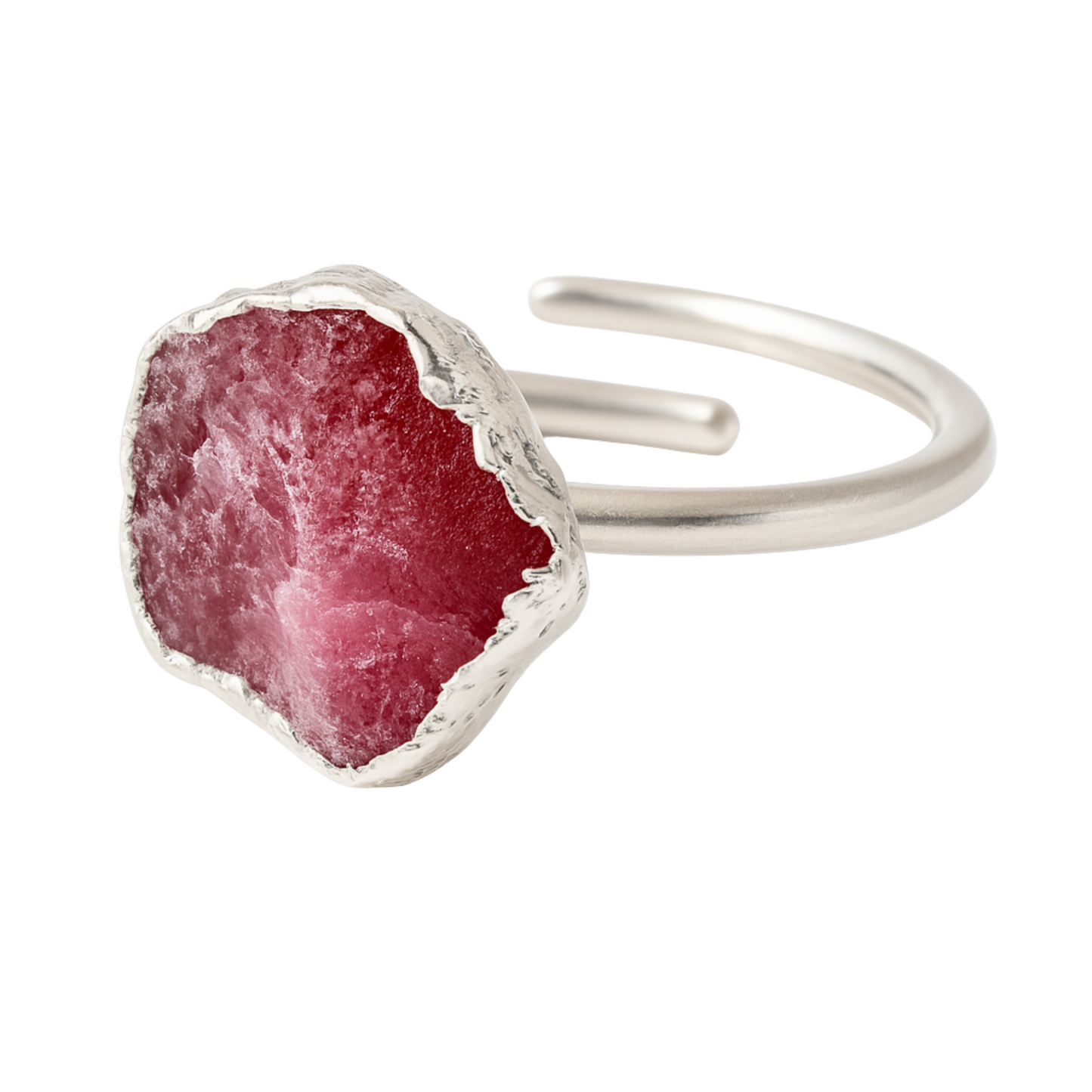 Raw Ruby Handmade Adjustable Ring in Sterling Silver
