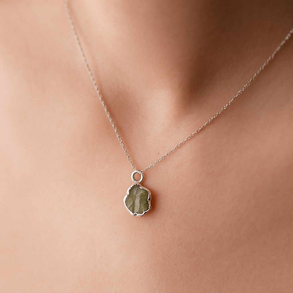 Raw Peridot Pendant in Sterling Silver