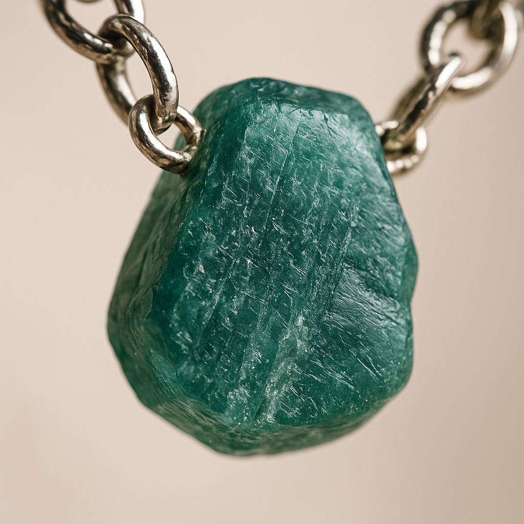 Raw Emerald Pendant & Chain – Sterling Silver