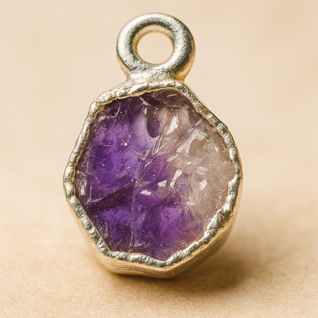 Raw Amethyst Handmade Pendant in Sterling Silver