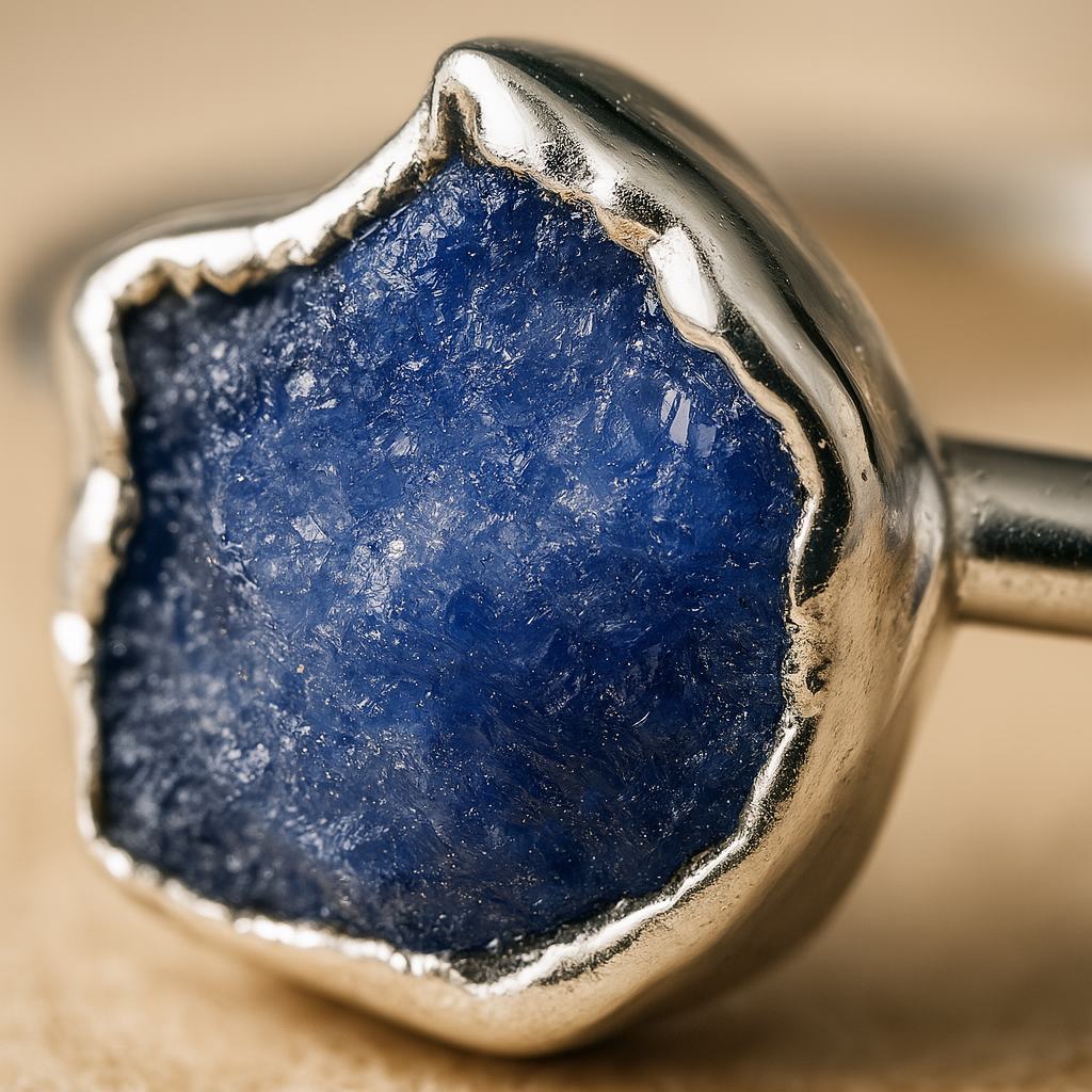 Raw Tanzanite Handmade Adjustable Ring in Sterling Silver