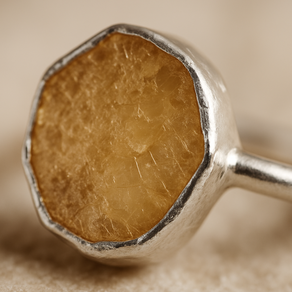 Raw Rose Quartz Handmade Adjustable Ring in Sterling Silver