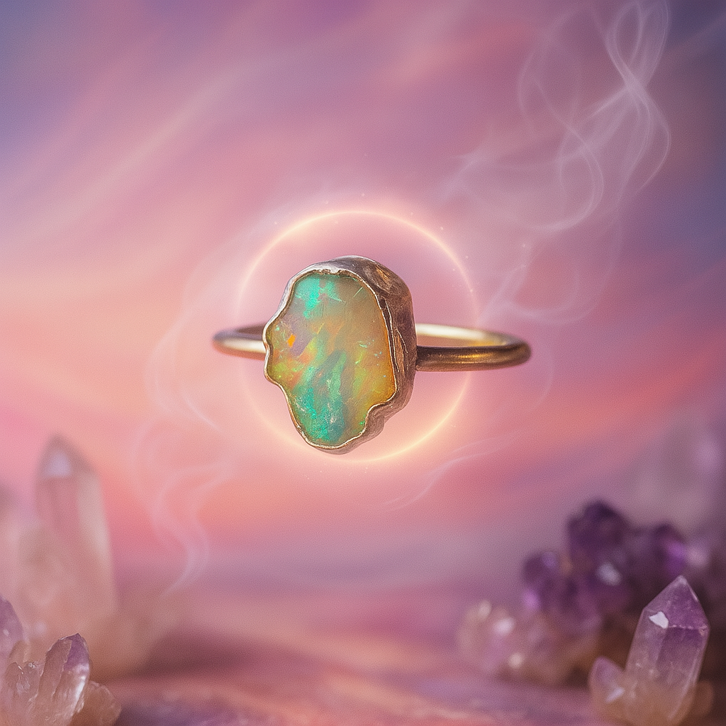 Raw Moonstone Handmade Adjustable Ring in Sterling Silver