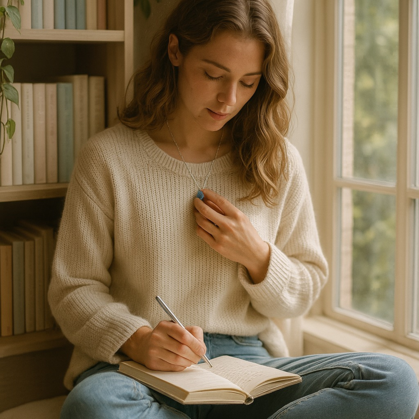Raw Sapphire Handmade Pendant with Chain in Sterling Silver