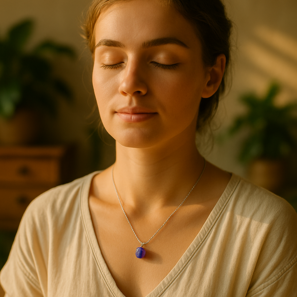 Raw Amethyst Handmade Pendant with Chain in Sterling Silver