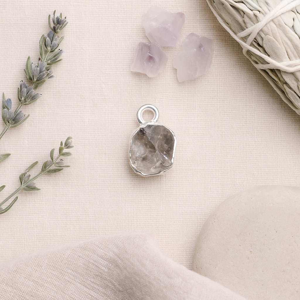 Raw Herkimer Diamond Pendant – Sterling Silver