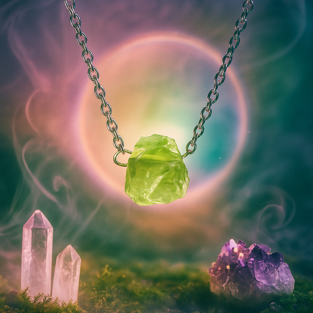 Raw Peridot Pendant & Chain – Sterling Silver