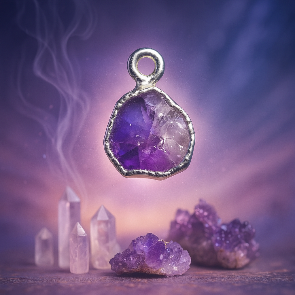 Raw Amethyst Handmade Pendant in Sterling Silver
