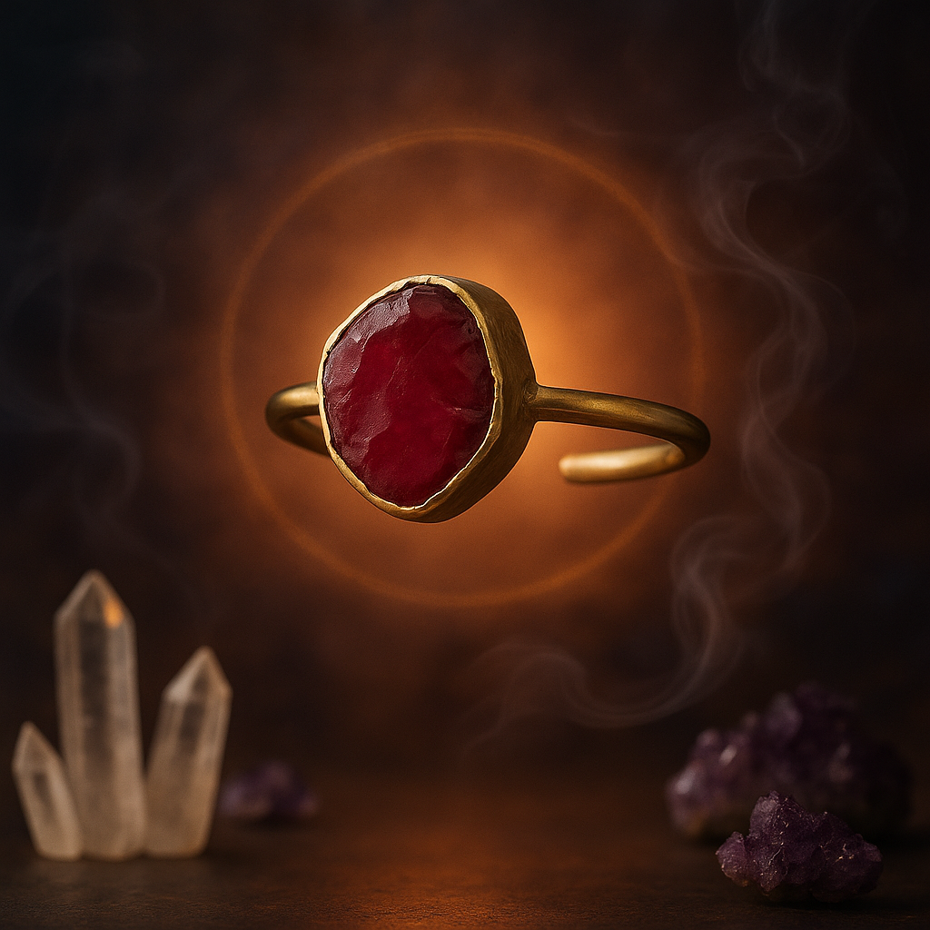 Raw Ruby Handmade Adjustable Ring in Sterling Silver