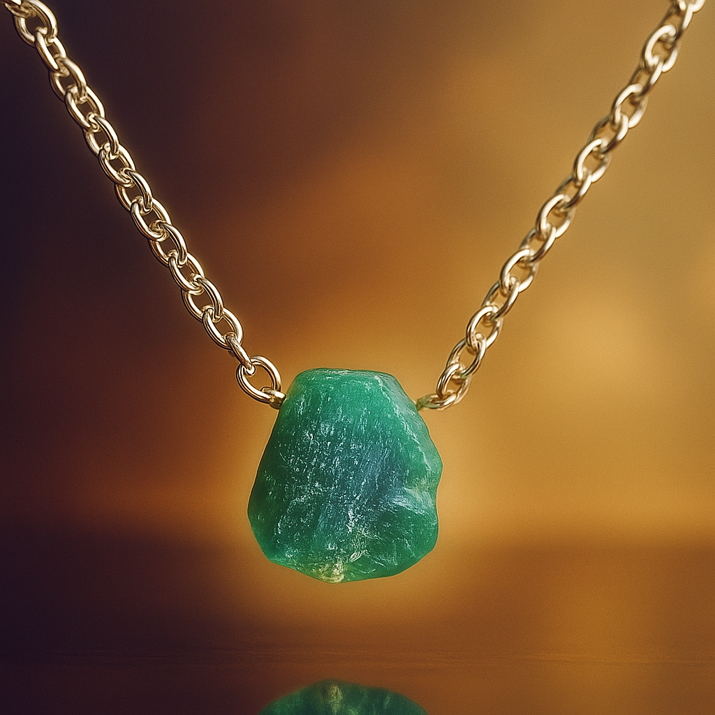 Raw Emerald Pendant & Chain – Sterling Silver