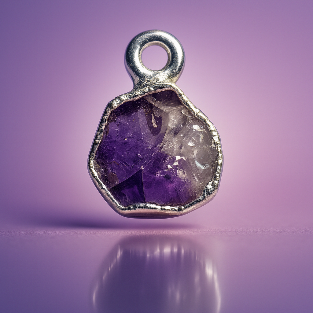 Raw Amethyst Handmade Pendant in Sterling Silver