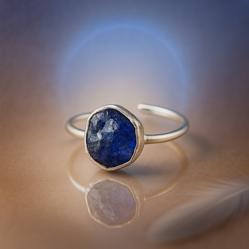 Raw Tanzanite Handmade Adjustable Ring in Sterling Silver