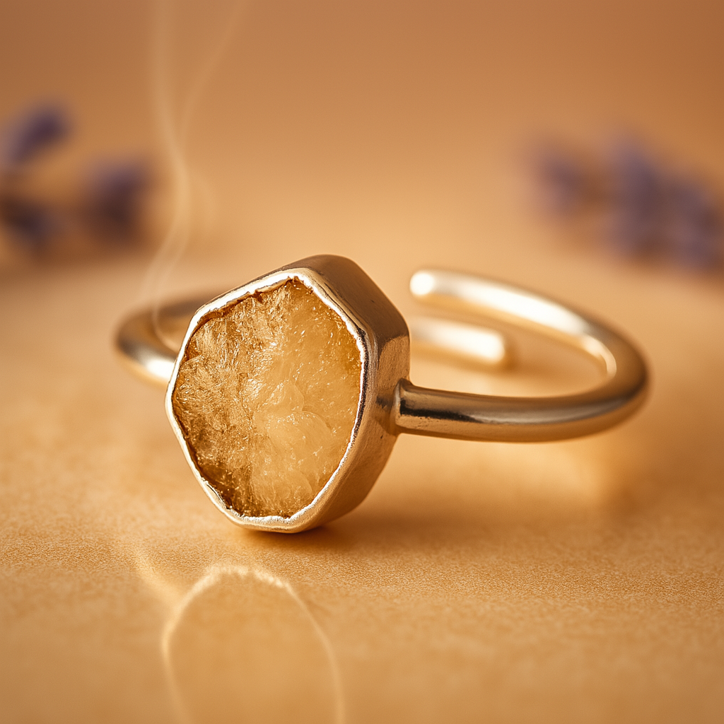 Raw Rose Quartz Handmade Adjustable Ring in Sterling Silver