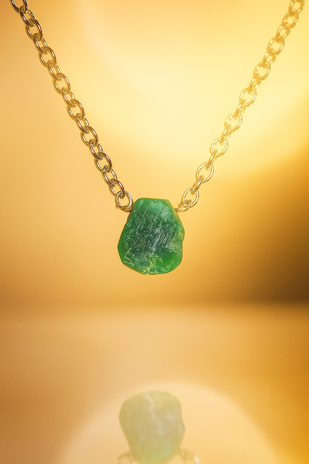 Raw Emerald Pendant & Chain – Sterling Silver