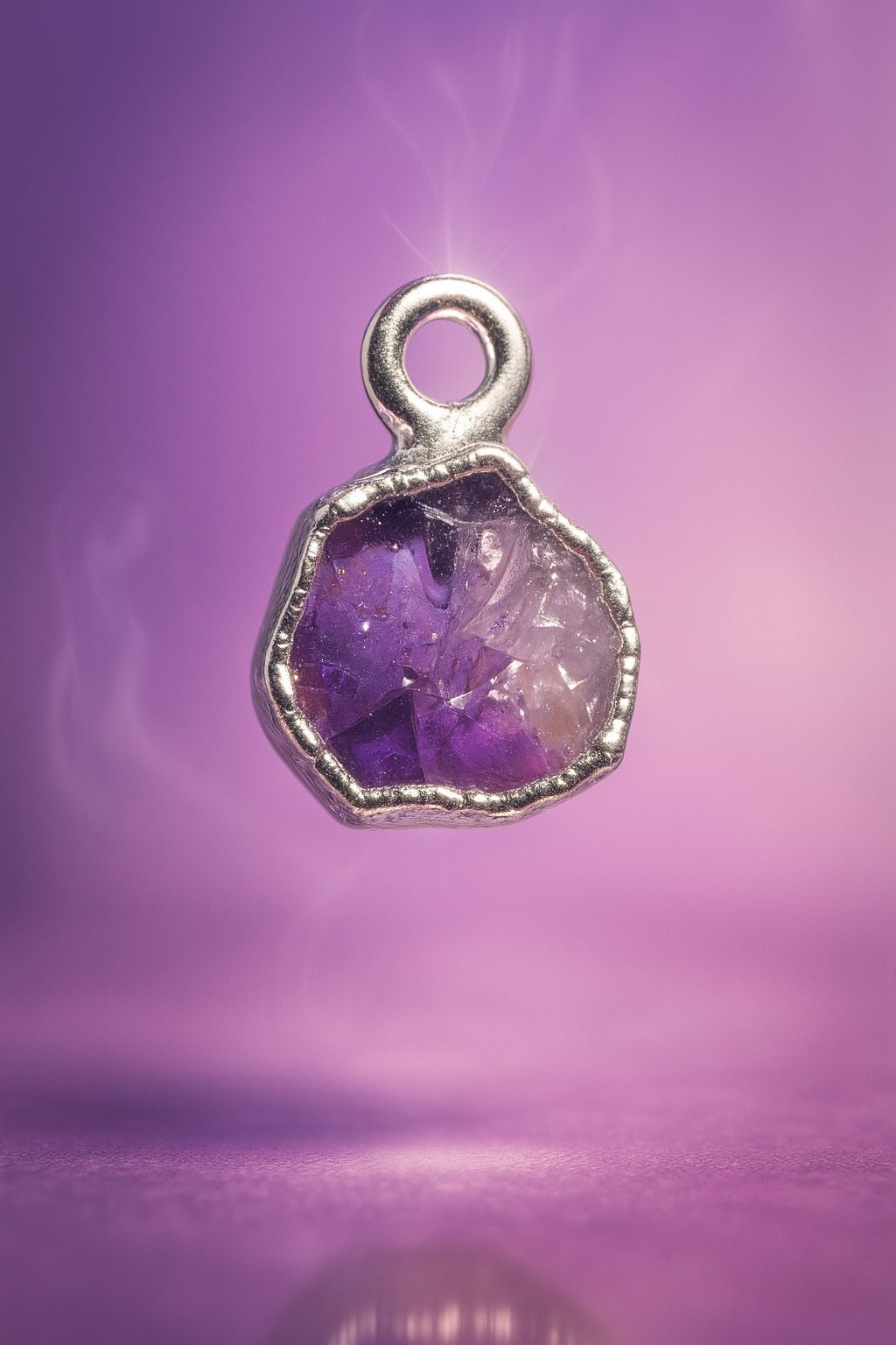 Raw Amethyst Handmade Pendant in Sterling Silver