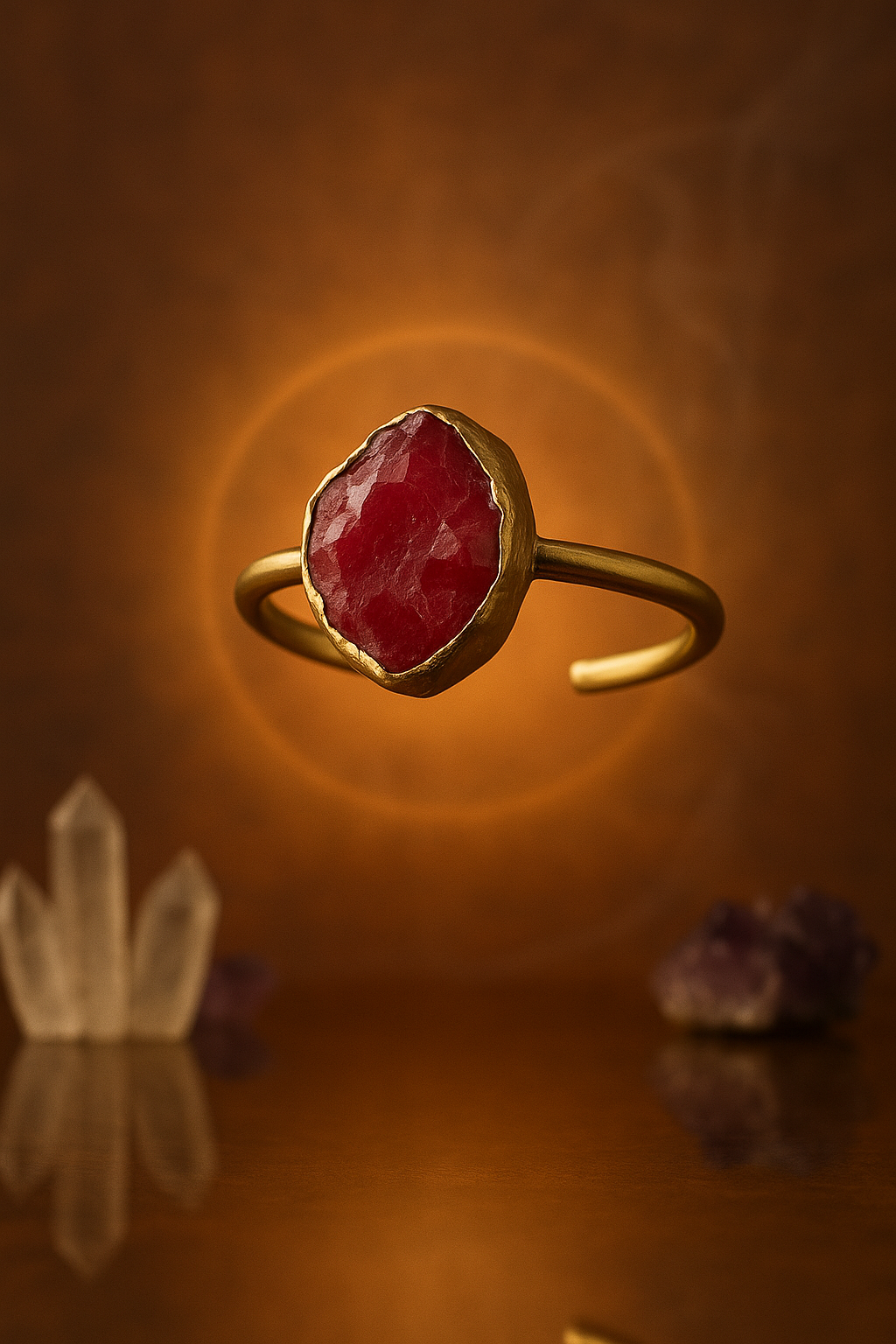 Raw Ruby Handmade Adjustable Ring in Sterling Silver