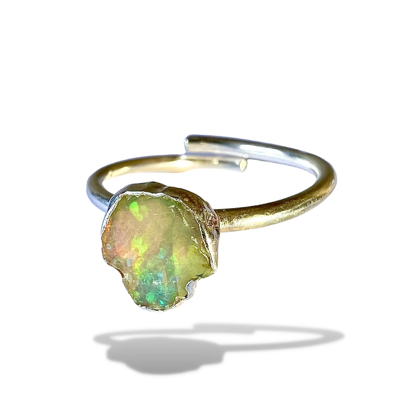 Raw Opal Adjustable Ring in Sterling Silver