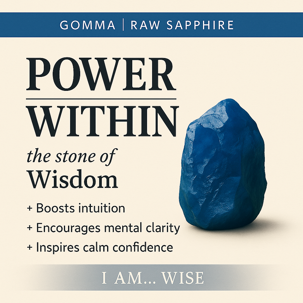 Raw Sapphire Handmade Adjustable Ring in Sterling Silver