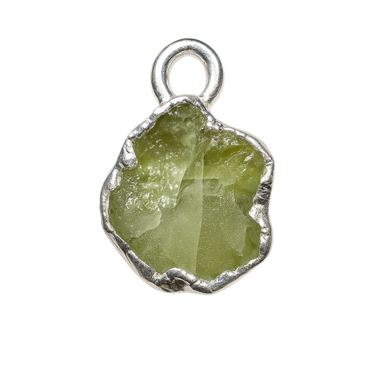 Raw Peridot Pendant in Sterling Silver