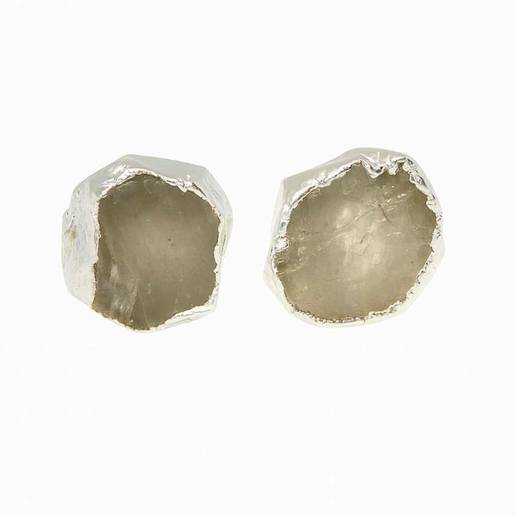 Raw Herkimer Diamond Handmade Earrings in Sterling Silver