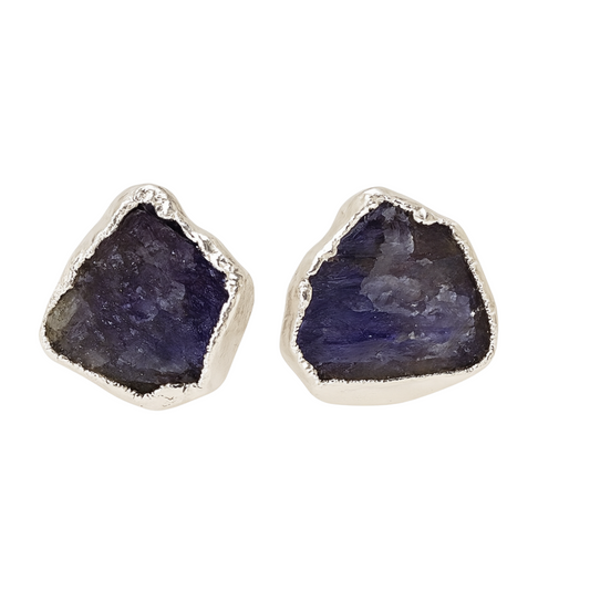 Raw Tanzanite Handmade Earrings in Sterling Silver