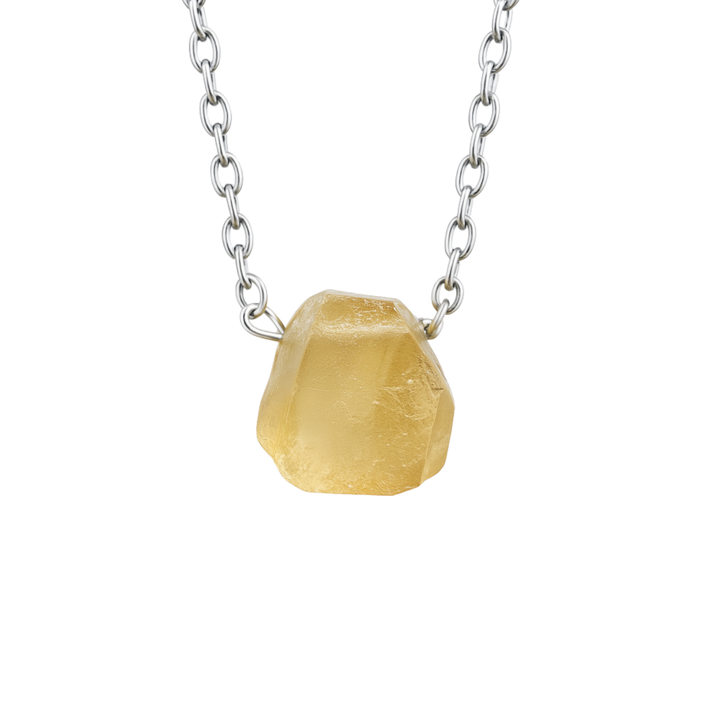 Raw Citrine Handmade Pendant with Chain in Sterling Silver
