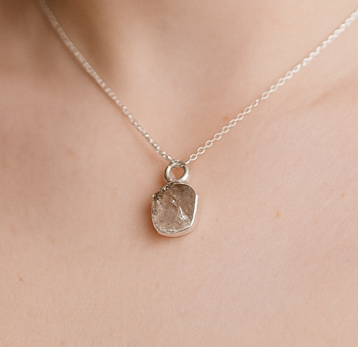 Raw Herkimer Diamond Pendant – Sterling Silver