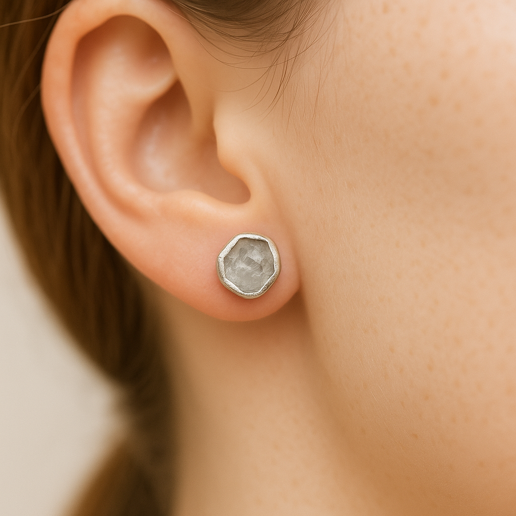 Raw Herkimer Diamond Handmade Earrings in Sterling Silver