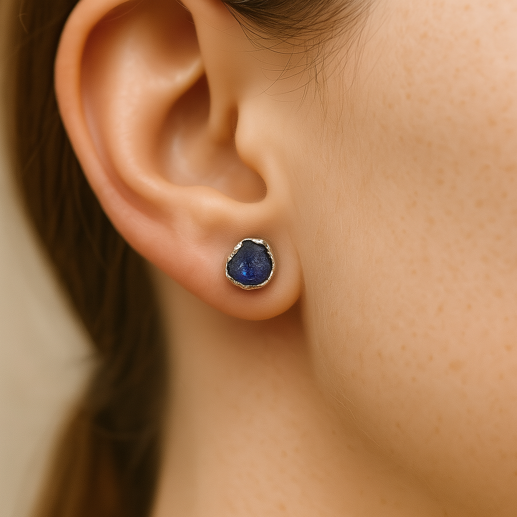 Raw Tanzanite Handmade Earrings in Sterling Silver