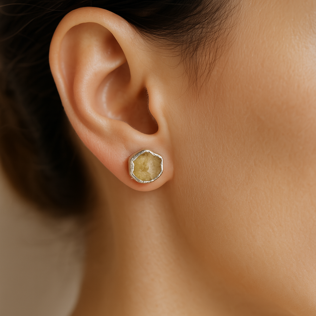 Raw Citrine Handmade Earrings in Sterling Silver