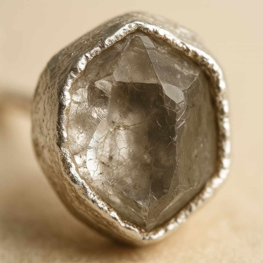 Raw Herkimer Diamond Handmade Earrings in Sterling Silver