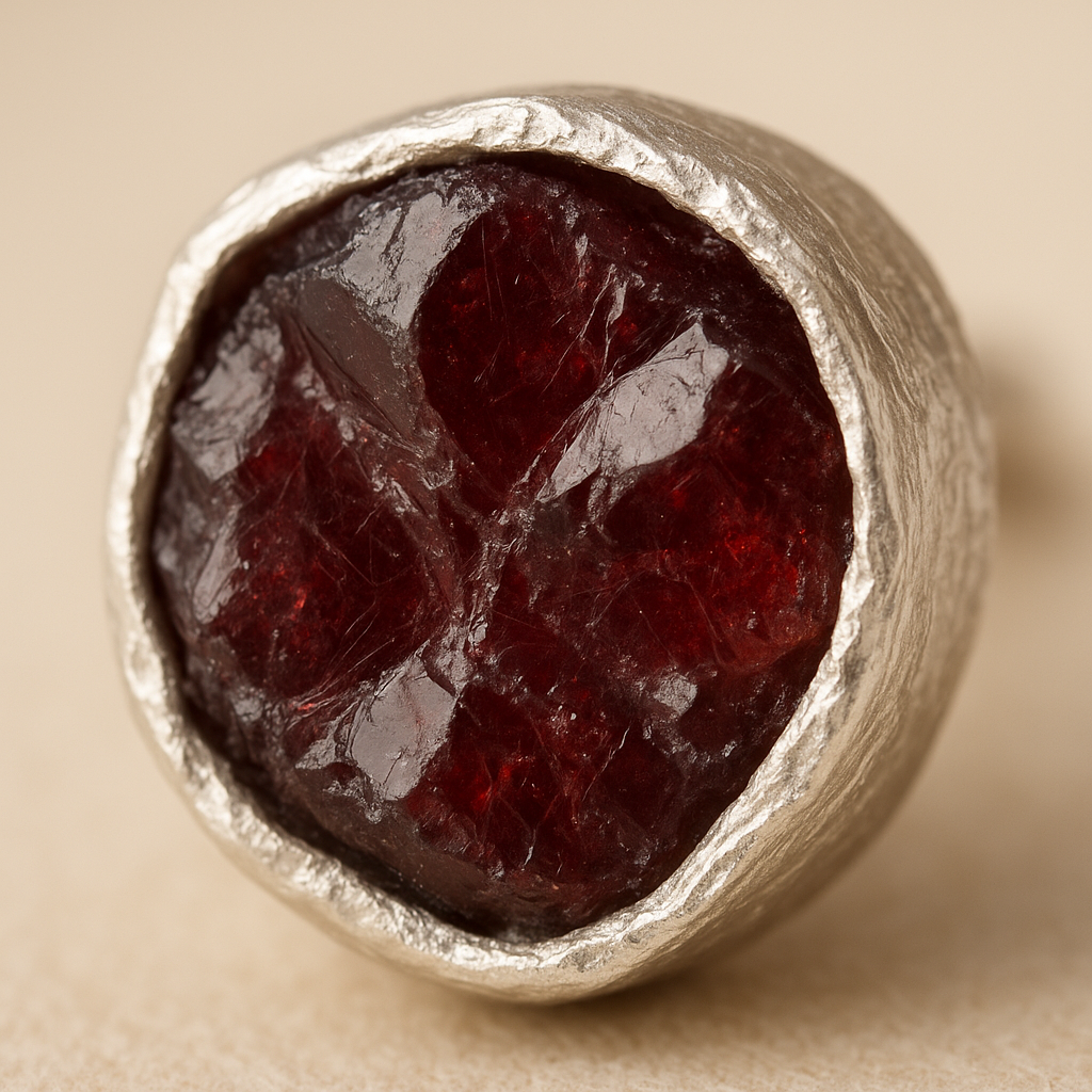 Raw Garnet Handmade Earrings in Sterling Silver