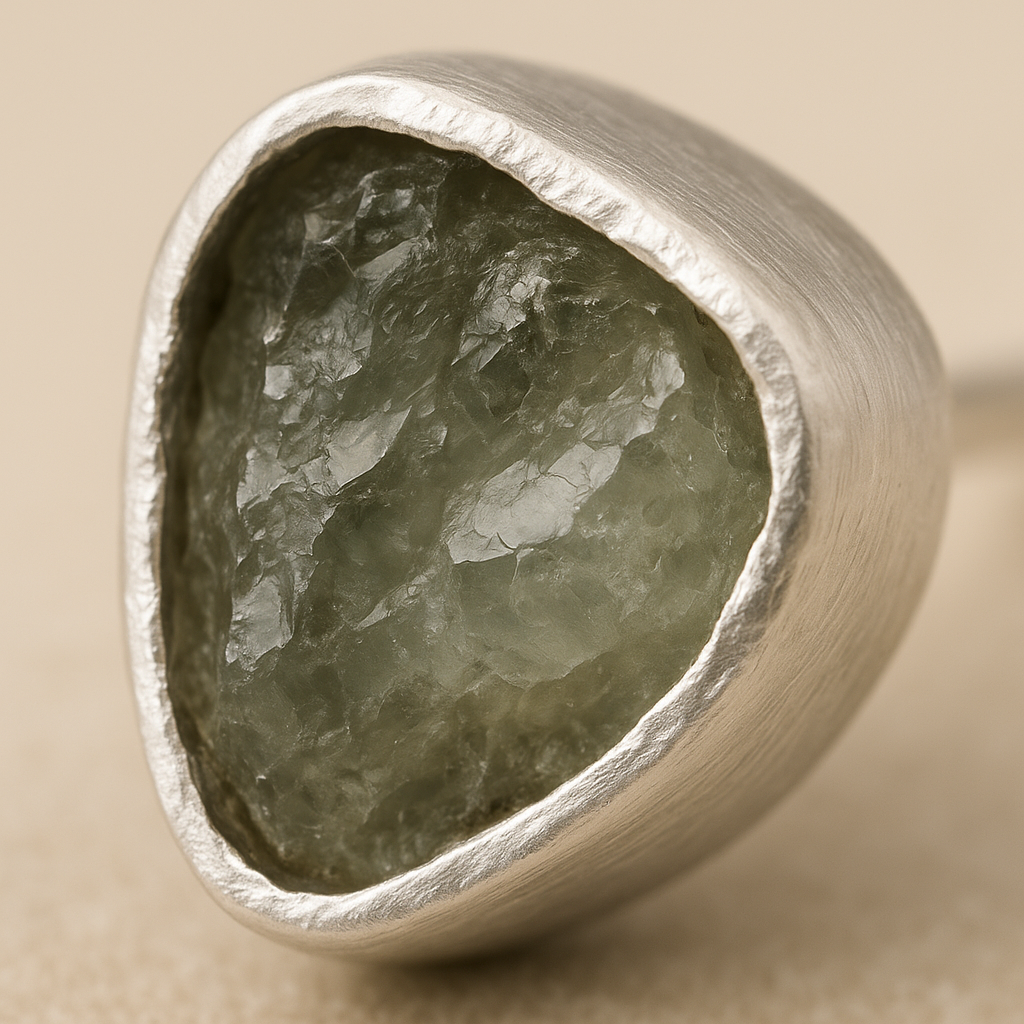 Raw Aquamarine Handmade Earrings in Sterling Silver