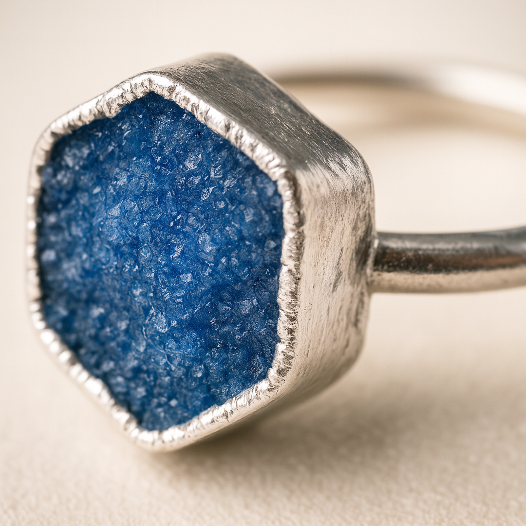 Raw Sapphire Handmade Adjustable Ring in Sterling Silver