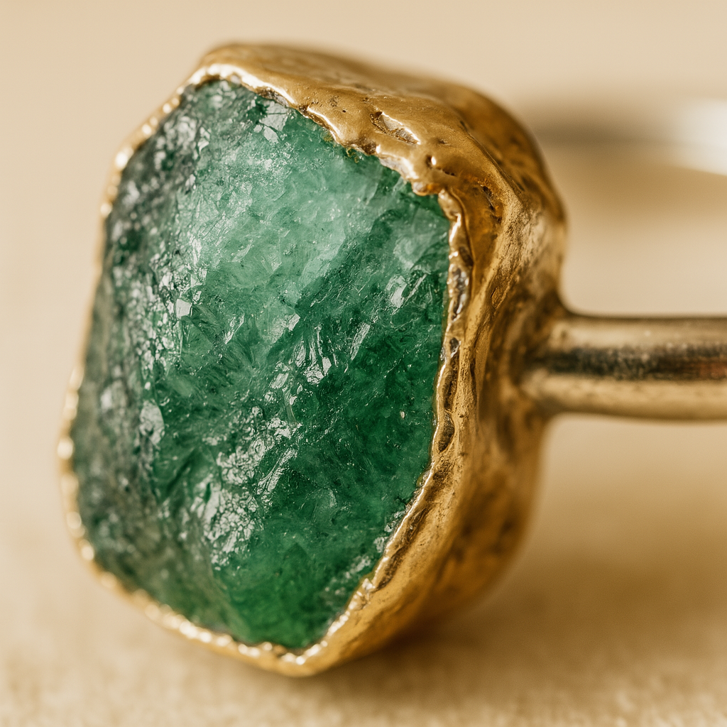 Raw Aquamarine Handmade Adjustable Ring in Sterling Silver