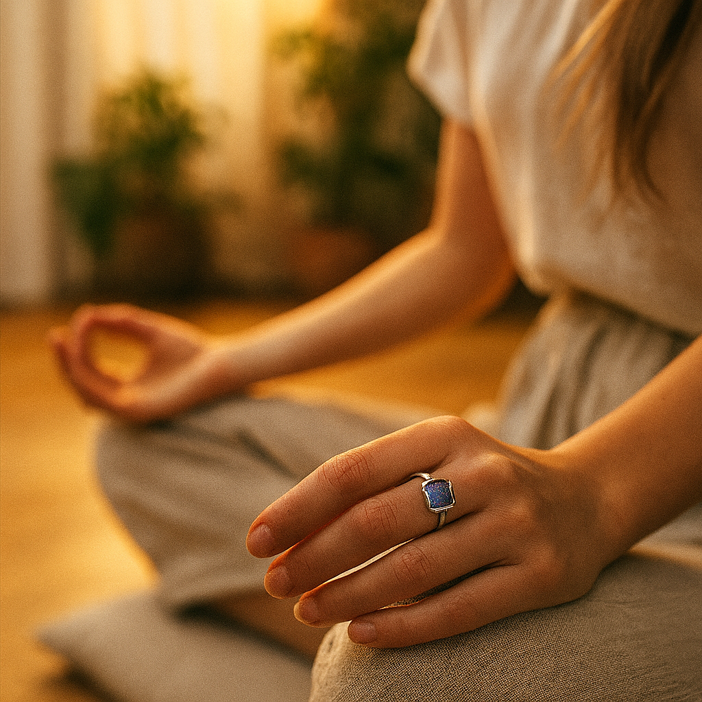 Raw Tanzanite Handmade Adjustable Ring in Sterling Silver