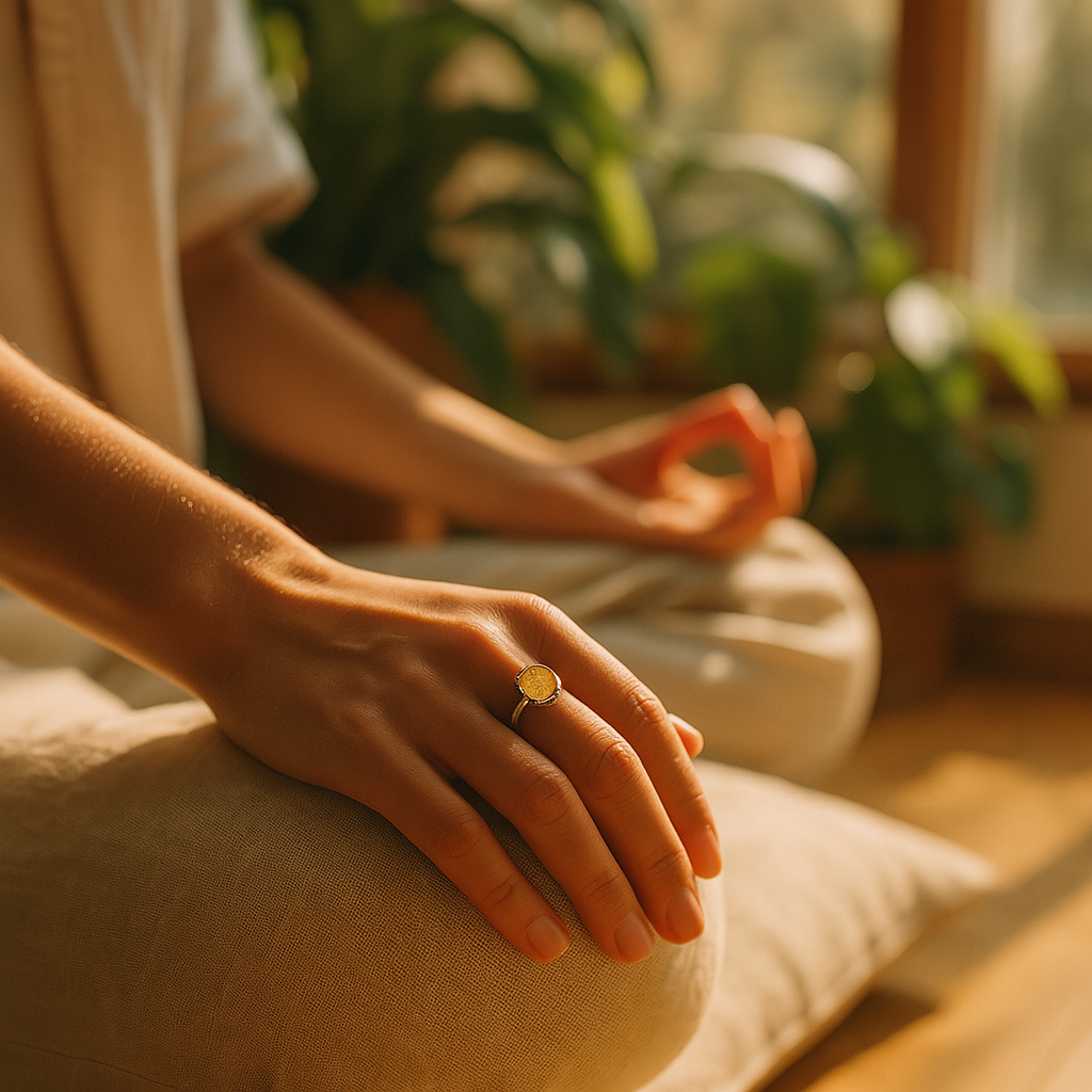 Raw Citrine Handmade Adjustable Ring in Sterling Silver