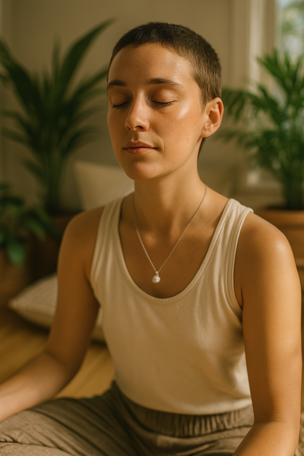 Raw Rainbow Moonstone Handmade Pendant with Chain in Sterling Silver