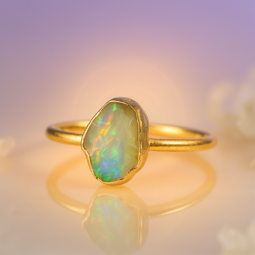 Raw Moonstone Handmade Adjustable Ring in Sterling Silver