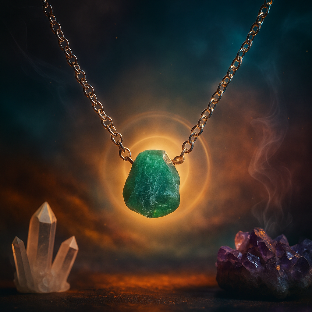 Raw Emerald Pendant & Chain – Sterling Silver