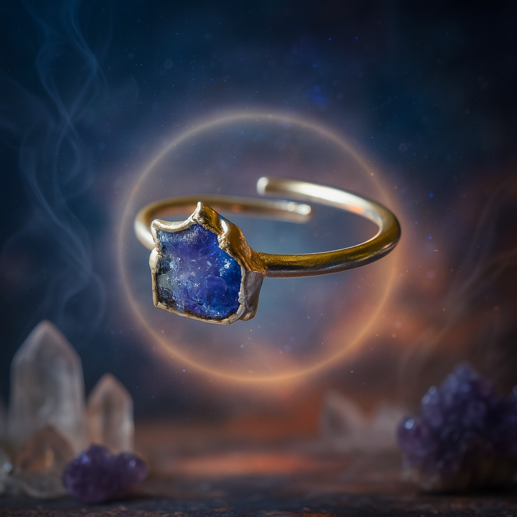 Raw Tanzanite Handmade Adjustable Ring in Sterling Silver