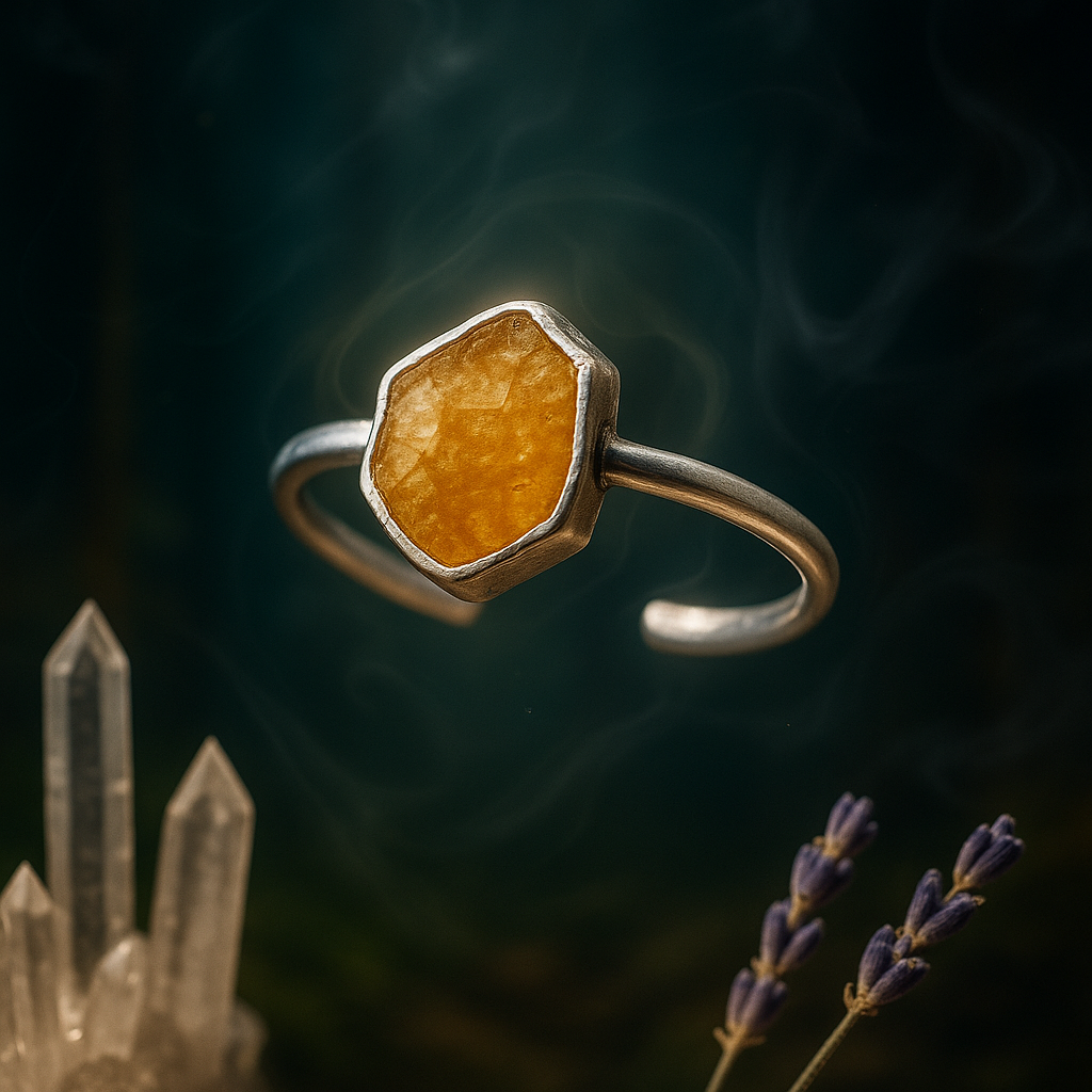 Raw Rose Quartz Handmade Adjustable Ring in Sterling Silver