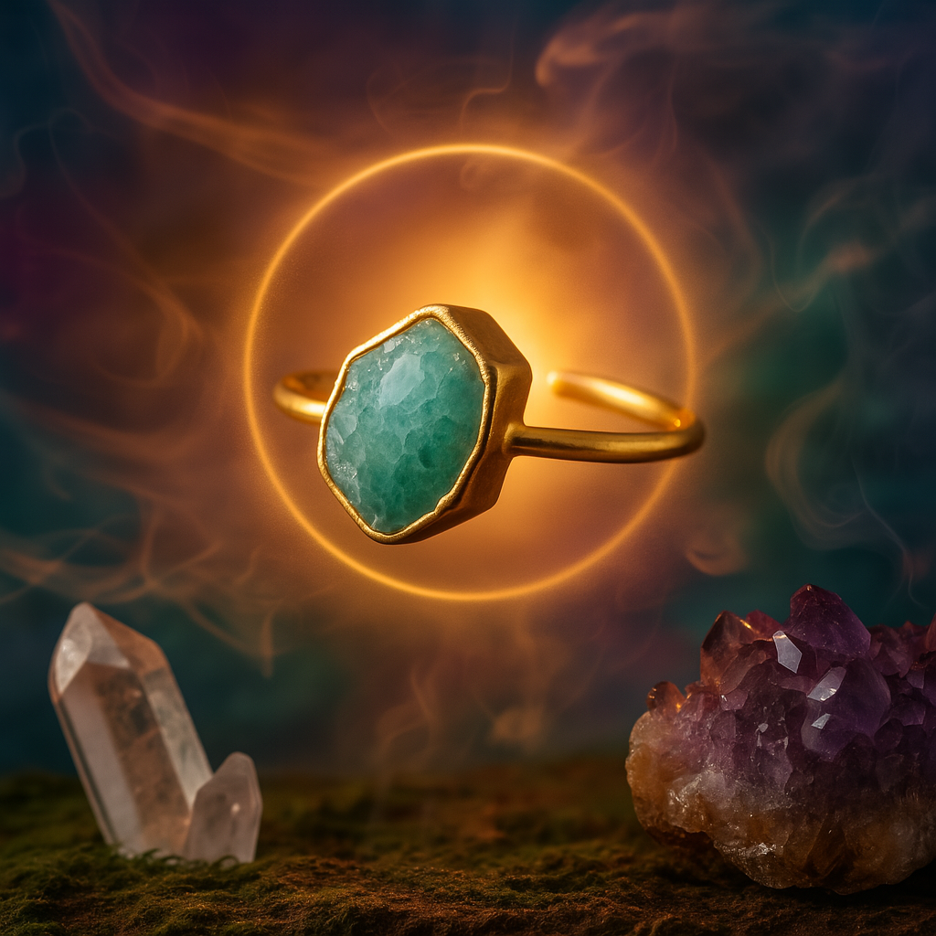 Raw Aquamarine Handmade Adjustable Ring in Sterling Silver