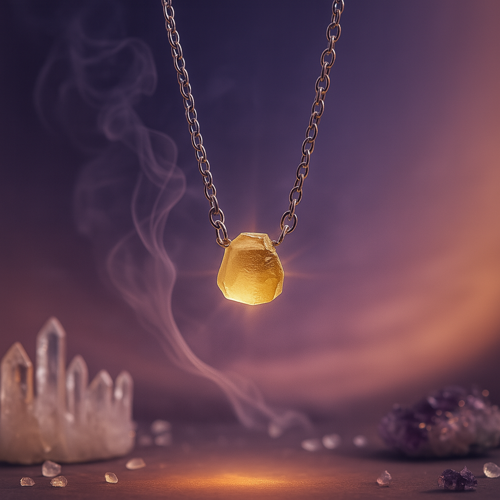 Raw Citrine Handmade Pendant with Chain in Sterling Silver