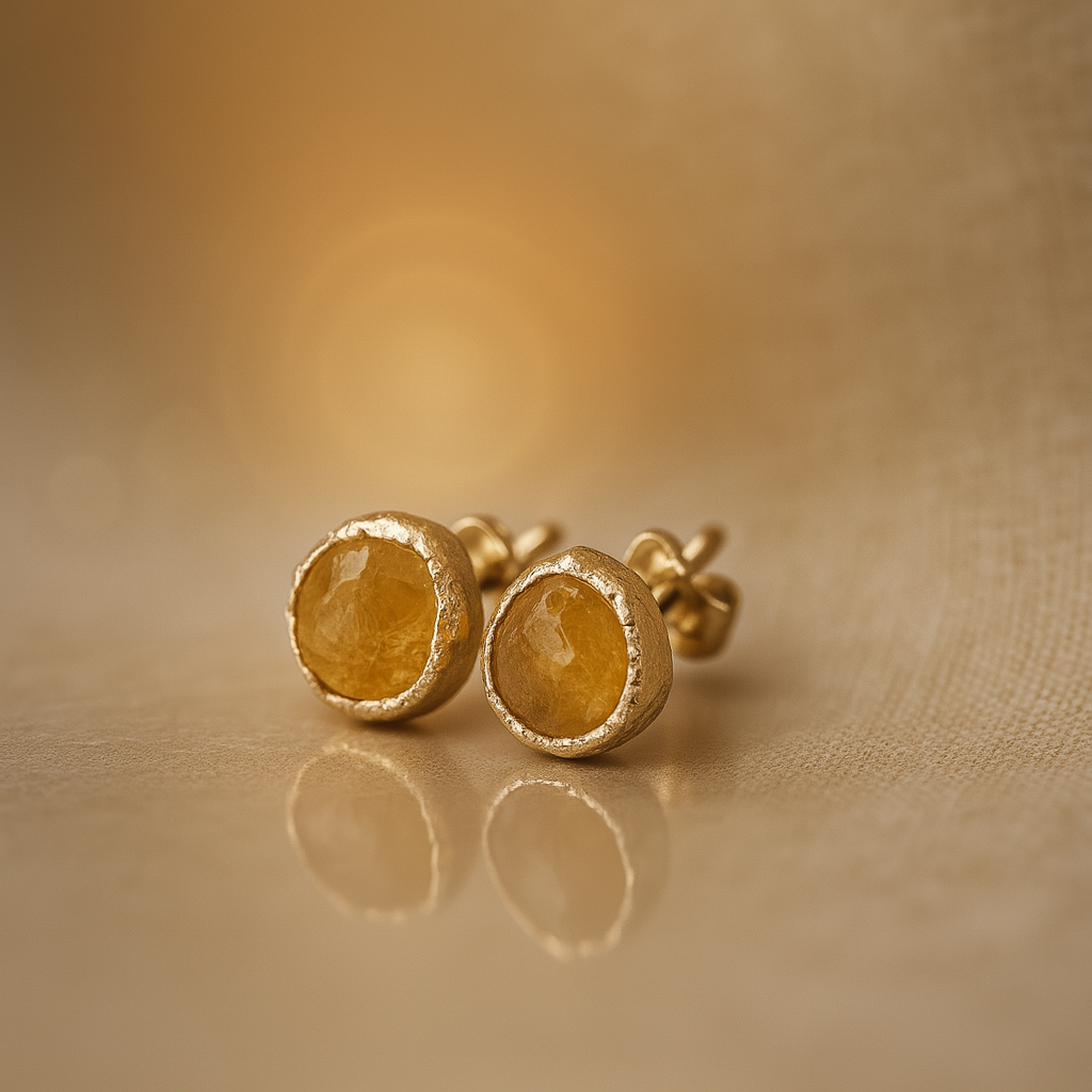 Raw Citrine Handmade Earrings in Sterling Silver