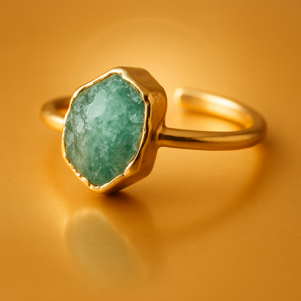 Raw Aquamarine Handmade Adjustable Ring in Sterling Silver